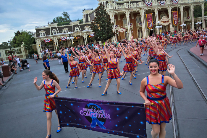 Dancers Performing Down Main Street, U.S.A. at The Walt Disney World Resort